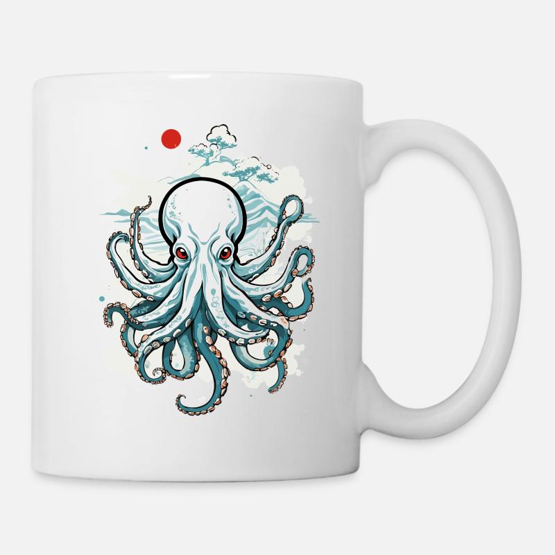 Japanese Octopus Octopus Ukiyo-E Sea Art - Mug - white