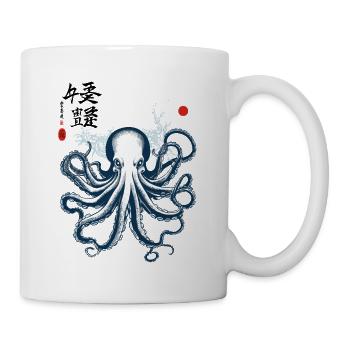 Poulpe Japon Kanji Ukiyo-E Art Sea Design - Mug blanc - blanc - Droite
