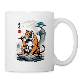 Ukiyo-E Style Yokai Tiger Retro Streetwear Art - Mug blanc - blanc - Droite