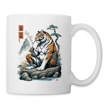 Ukiyo-E Tiger Berg Asiatische Kunst Streetwear - Tasse - Weiß - Rechts