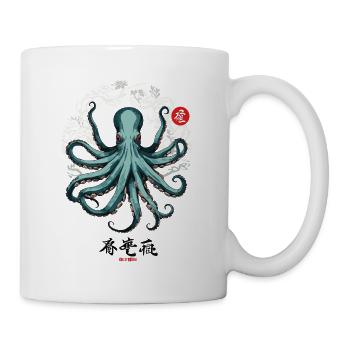 Japanese Octopus Ukiyo-E Kanji Poster Design - Mug - white - Right