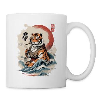 Ukiyo-E Tiger Japan Welle Streetwear Kunstwerk - Tasse - Weiß - Rechts