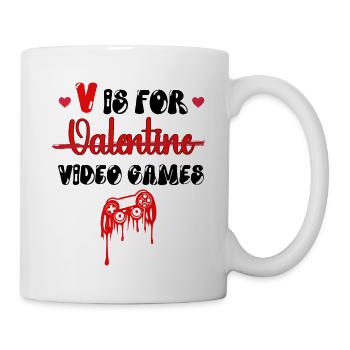 Gamer Valentine - Love & Play Controller Herz-T-Shirt - Tasse - Weiß - Rechts