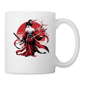 Japanischer Samurai Floral Krieger Blume Sakura - Tasse - Weiß - Rechts