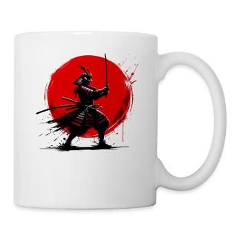 Japanische Samurai Silhouette Vintage Kämpfer - Tasse - Weiß - Rechts