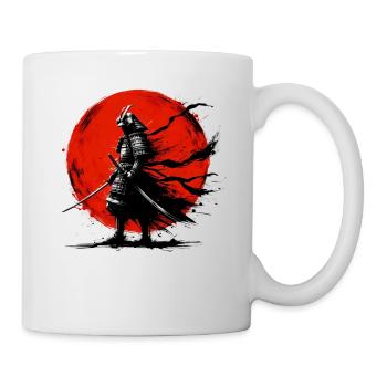 Japanische Samurai Silhouette Vintage Kämpfer - Tasse - Weiß - Rechts