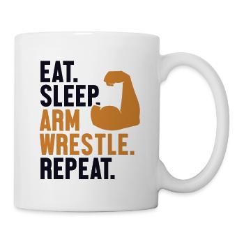 Manger Dormir Bras Lutter Répéter Exercice Entraîneur Bras - Mug blanc - blanc - Droite