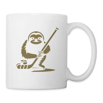 Faultier Eishockey Silhouette - Tasse - Weiß - Rechts