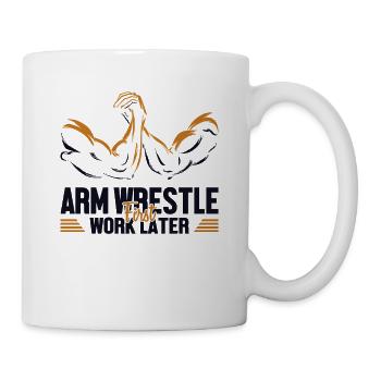 Bras de fer Travail d’abord, Bras d’exercice - Mug blanc - blanc - Droite