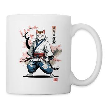 Chat samouraï Vintage Japon Streetwear Art - Mug blanc - blanc - Droite