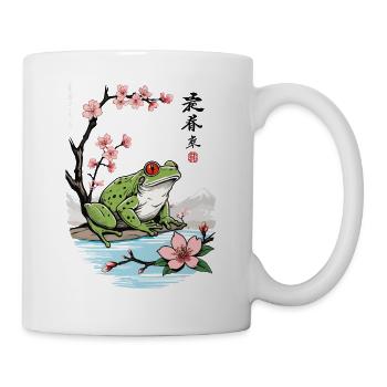Vintage Ukiyo-E Frog Cherry Blossom Design - Mug - white - Right