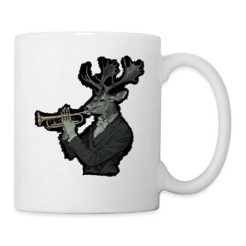 Élégant cerf musicien bois trompette - Mug blanc - blanc - Droite