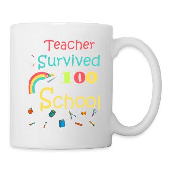 Happy 100th Day Of School Teacher Gift 100 Days - Mug - white - Right