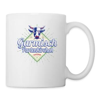 Garmisch, Partenkirchen, Bavaria, Germany with cow - Mug - white - Right