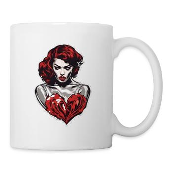 Redhead strong woman with red heart red hair - Mug - white - Right