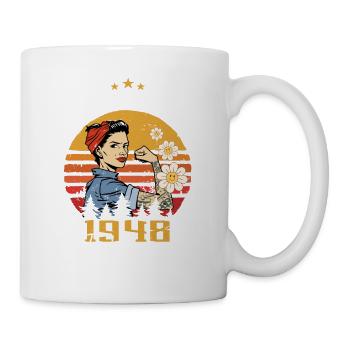 76 ans - Né en février 1948 - Mug blanc - blanc - Droite