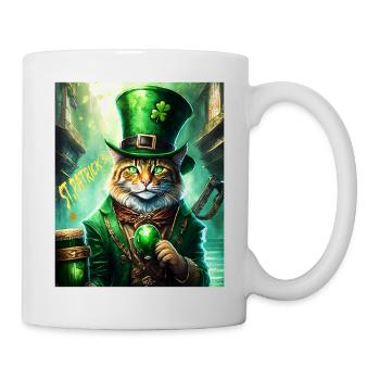 FÊTE DE LA SAINT-PATRICK CHAT BIÈRE TRÈFLE TRÈFLE - Mug blanc - blanc - Droite