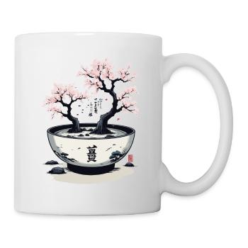 Japanische Kirschblüten Ukiyo-E Kanji Ästhetik - Tasse - Weiß - Rechts