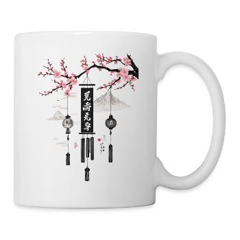 Asiatische Windglocken Kirschblüten Kunst - Tasse - Weiß - Rechts