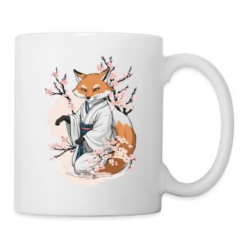 Japanese Fox Kitsune Yokai Ukiyo-E Vintage - Mug - white - Right