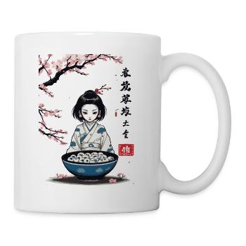 Yokai Kirschblüten Ukiyo-E Halloween Design - Tasse - Weiß - Rechts