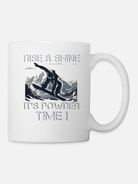 Snowboard Powder time - Tasse - Weiß