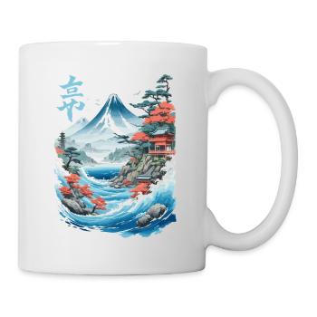Oeuvre rétro japonaise Ukiyo-e Fujiyama - Mug blanc - blanc - Droite