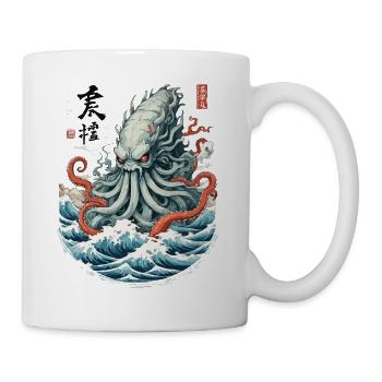 Ukiyo-E Kraken Yokai Monster Vintage Japon Design - Mug blanc - blanc - Droite
