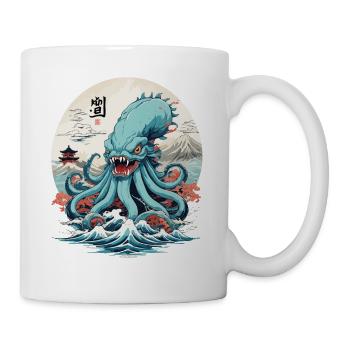 Vintage Kraken Seeungeheuer Japan Style Aesthetic - Tasse - Weiß - Rechts