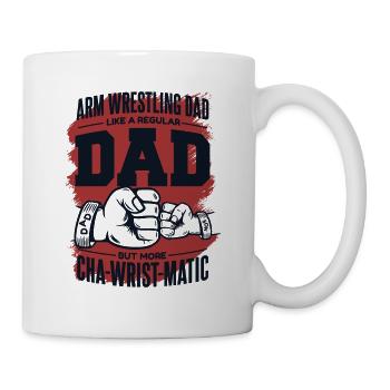 Bras de fer avec papa comme un bras d’exercice de papa ordinaire - Mug blanc - blanc - Droite