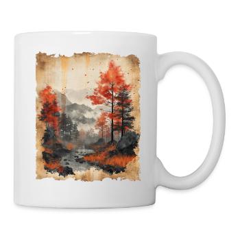 Classic Scenery Papyrus Scroll Onsen Japanese - Mug - white - Right