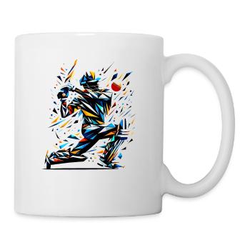 Polygon Art Cricketer Batsman Cricket Bowler - Mug - white - Right