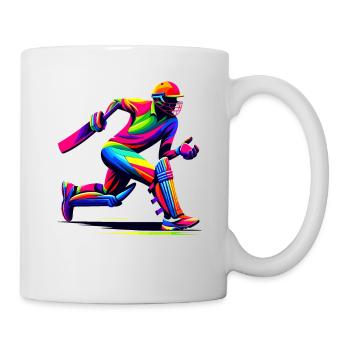 Colorful Pop Art Cricketer Batsman Cricket Bowler - Mug - white - Right