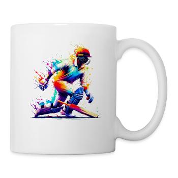 Colorful Splash Art Cricketer Batsman Cricket - Mug - white - Right
