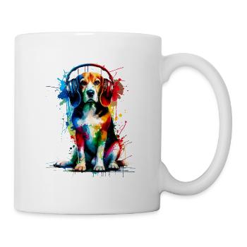 Bunte Splash Art Kopfhörer Beagle Hund Beagles - Tasse - Weiß - Rechts