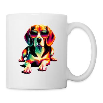 Bunte Pop Art Sonnenbrille Beagle Hund Beagles - Tasse - Weiß - Rechts