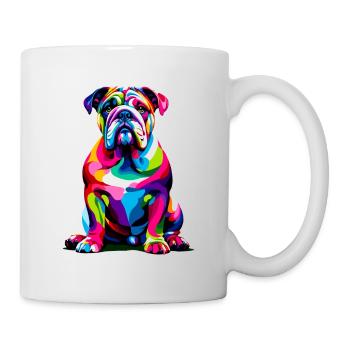 Bunte Pop Art Bulldogge Englische Bulldoggen - Tasse - Weiß - Rechts