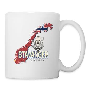 Stavanger, Norway Map, Vintage Souvenir - Mug - white - Right