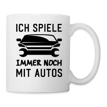 Ich spiele immer noch mit Autos KFZ Auto Sprüche - Tasse - Weiß - Rechts