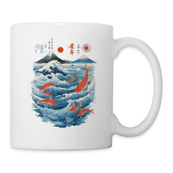 Japon Pêche Poisson Ukiyo-E Vintage Streetwear - Mug blanc - blanc - Droite
