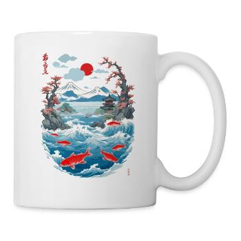 Aesthetic Koi Carp Japan Vintage Streetwear - Mug - white - Right