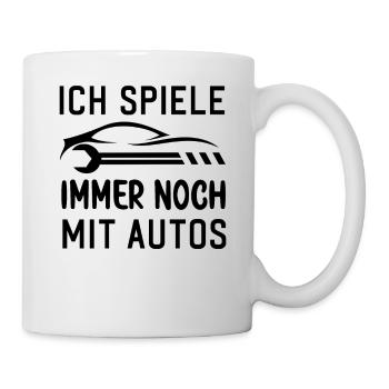 Ich spiele immer noch mit Autos KFZ Auto Sprüche - Tasse - Weiß - Rechts