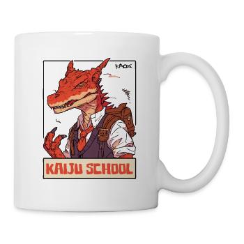 japanische Monster, Zurück zur Kaiju Schule - Tasse - Weiß - Rechts