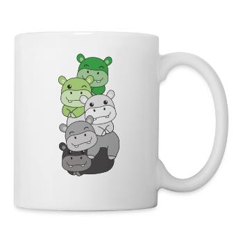 Aromance drapeau fierté LGBTQ mignon hippopotame pile - Mug blanc - blanc - Droite
