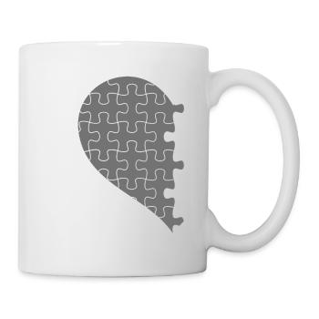 Matching Couples Half Heart Valentines Day Gray 2 - Mug - white - Right