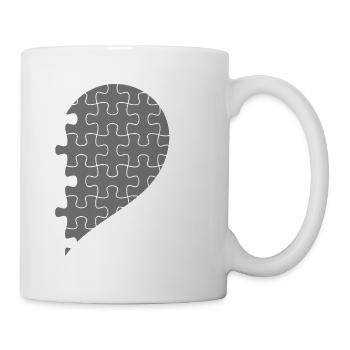 Passende Paare Halbherz Valentinstag Grau 1 - Tasse - Weiß - Rechts