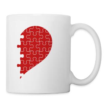 Passende Paare Halbherz Valentinstag Rot 1 - Tasse - Weiß - Rechts
