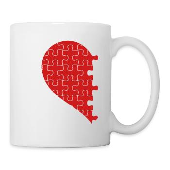 Passende Paare Halbherz Valentinstag Rot 2 - Tasse - Weiß - Rechts