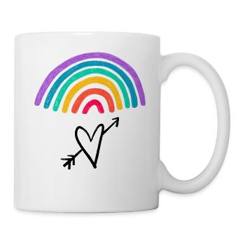 Liebesgrafik Herz mit pfeil Regenbogen - Tasse - Weiß - Rechts