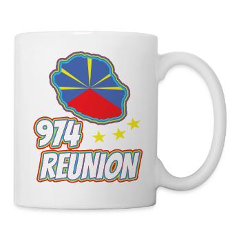 idee cadeau drapeau carte ile de la reunion 974 - Mug blanc - blanc - Droite